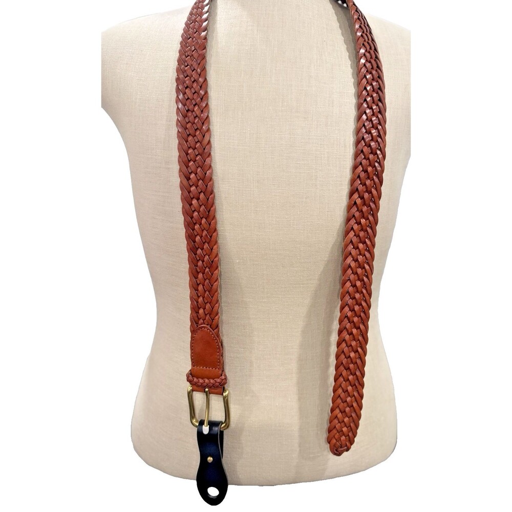 Polo Ralph Lauren Mens Tan Leather Belt 40 Braided NWT - Picture 2 of 13